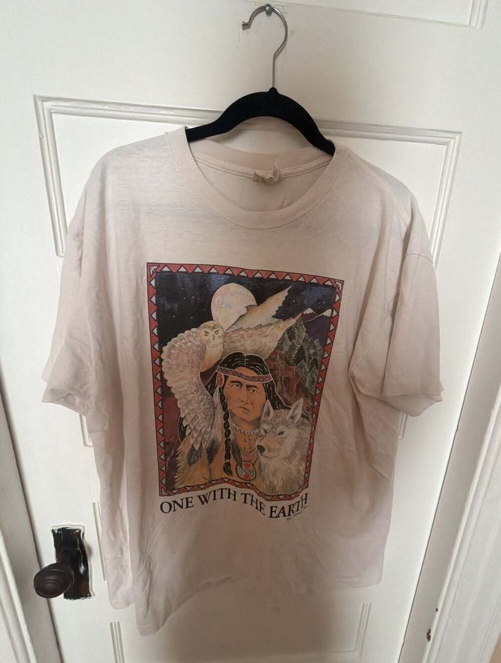 Vintage 1992 Human-i-Tees One With The Earth Graphic T-Shirt XXL